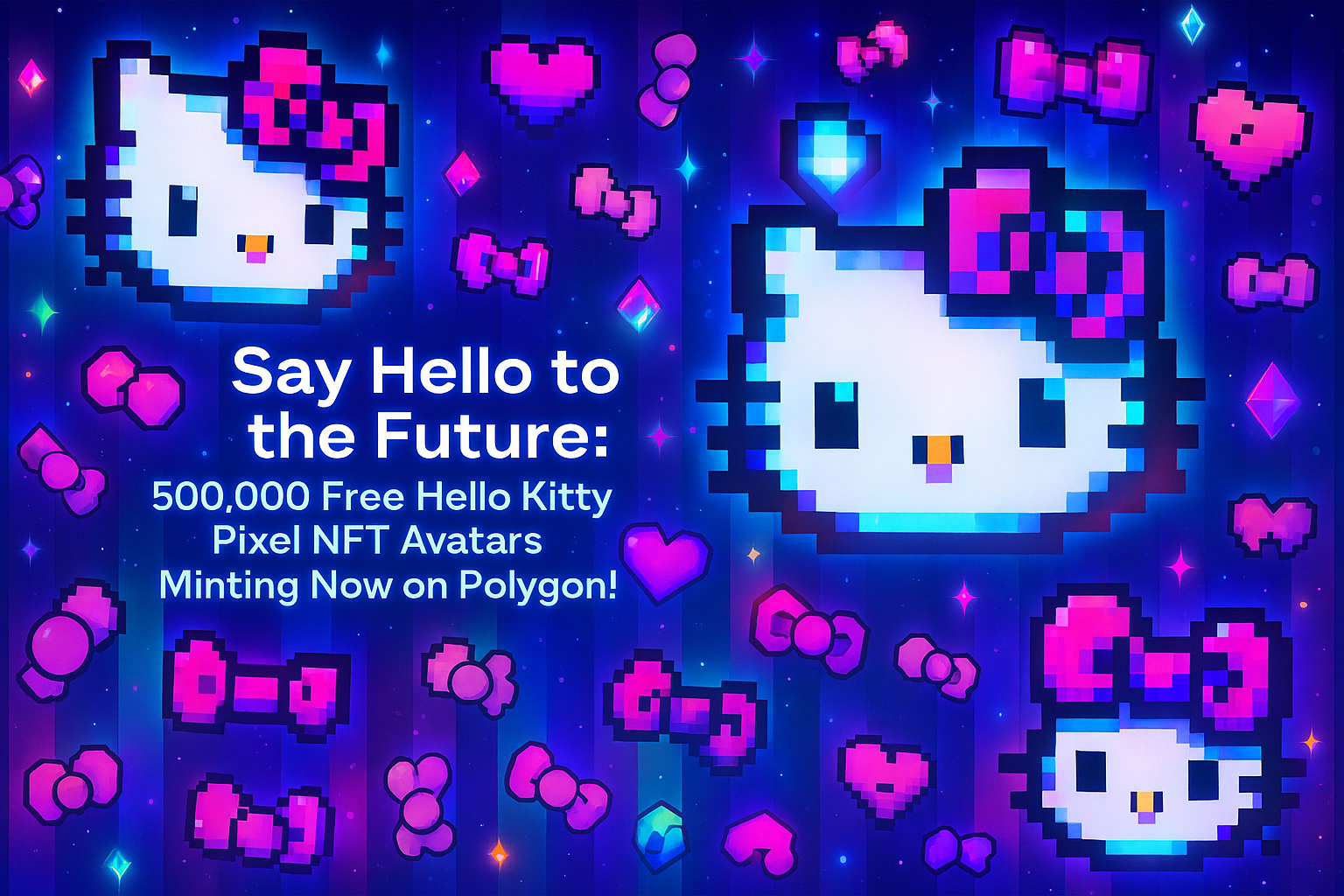 say hello to the future 500,000 free hello kitty pixel nft avatars minting now on polygon!