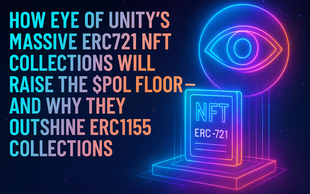 Neon graphic featuring the Eye of Unity logo and text about ERC721 NFT collections.